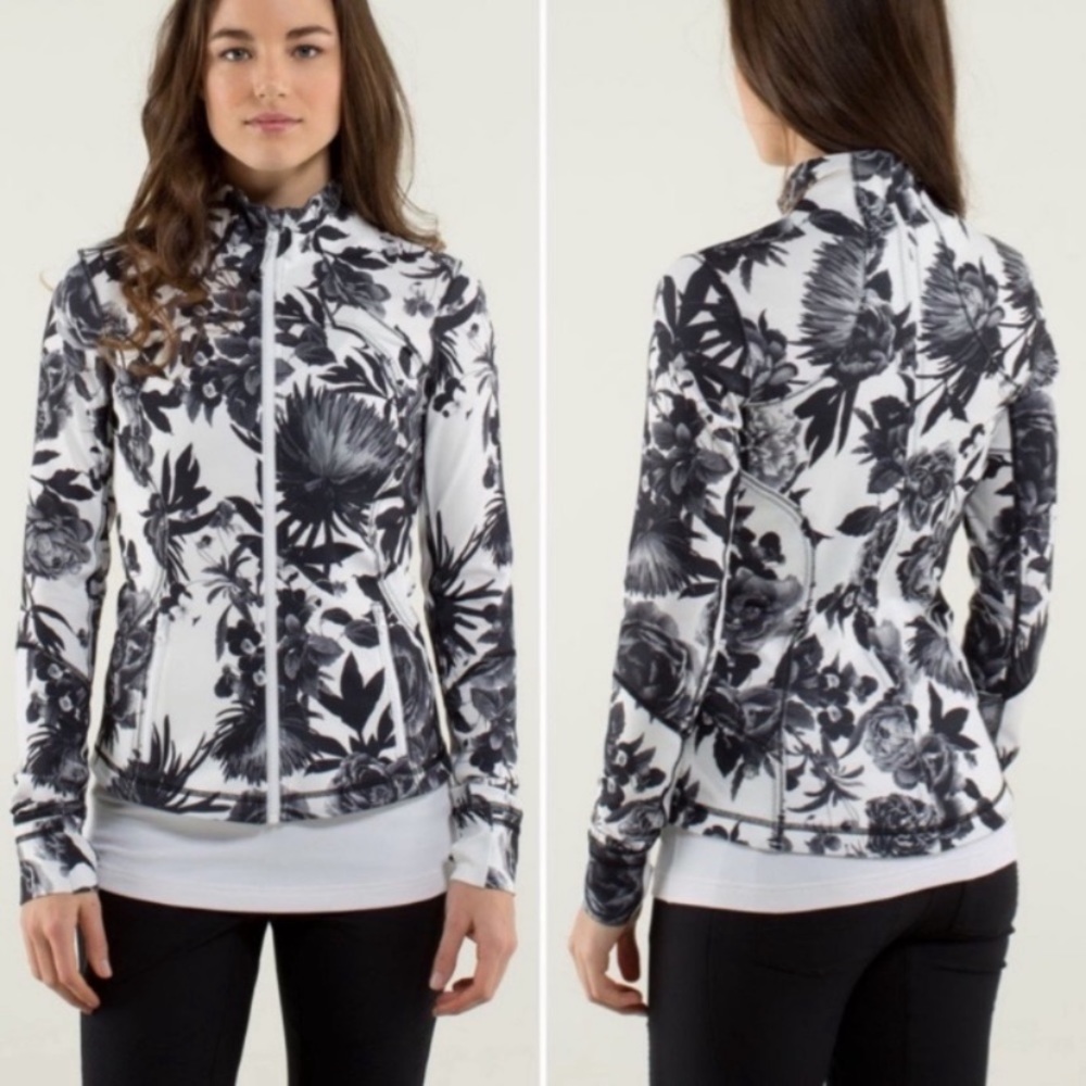 Lululemon Forme Brisk Bloom Jacket 10 large white & black